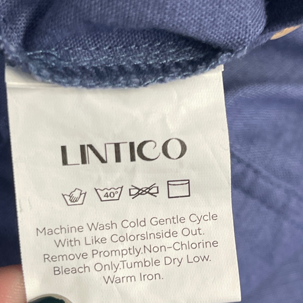 Lintico Linen Blend Blue High Waisted Pants Womens‎ XS Coastal Minimalist - Picture 12 of 13